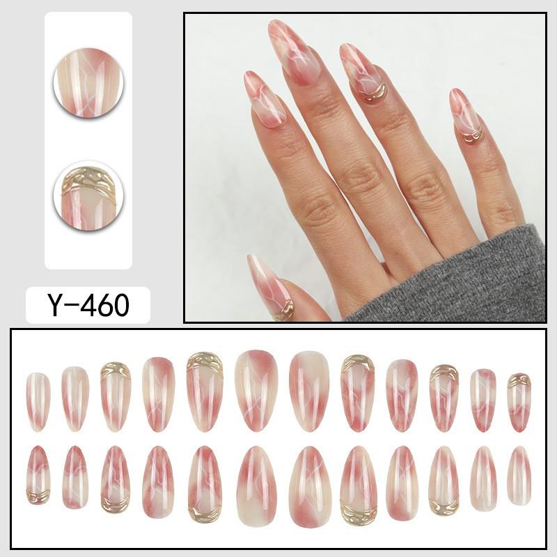 Short Press-On Nails Set With Floral Design Minimalist False Women Wearable Nail Tips In Multiple Colors