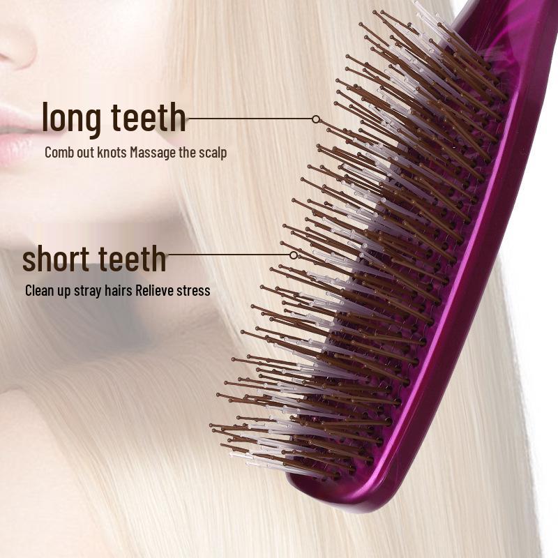 Dual-Use Fluffy Styling & Detangling Comb with Soft Fine Needles and Massage Feature