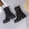 2025 New Models, Absolutely Pure, Thick-soled Martin Boots for Women, British Style Autumn Velvet Knight Boots, Single Boots, Straps, Short Boots 