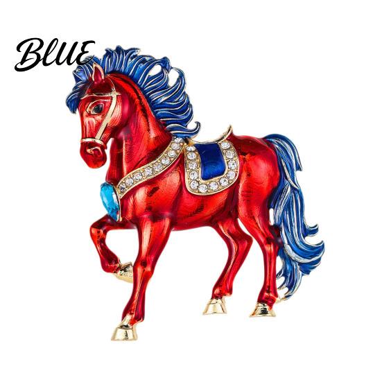 Exquisite Craftsmanship Brooch Pin Sparkling Rhinestones Inlaid Horse Design Collar