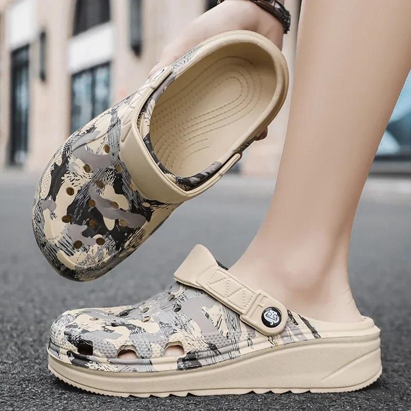 Fashion Men Slippers Camouflage Platform Outdoor Summer Clogs Shoe Women Beach Sandals Male Soft EVA Indoor Home Slides Lover Flip Flops