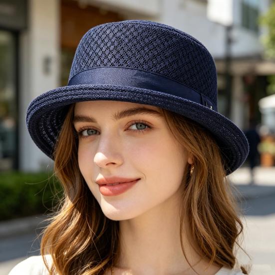 Jazz Hat, Foldable Pig Ear Sun Hat with UV Protection, Breathable Mesh Summer Travel Hat for Women Men