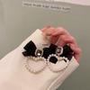 Retro Bow Style Clip-On Earrings - Black French Korean Accessory for Women