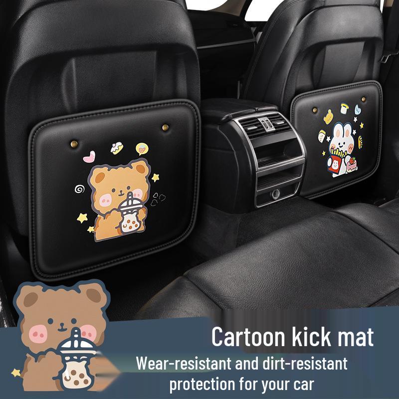 Car Seat Back Organizer with Kick Mat and Storage Compartments