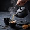 CAST IRON KETTLE 0.8L TEAPOT SET 2x CUPS STAND BLACK