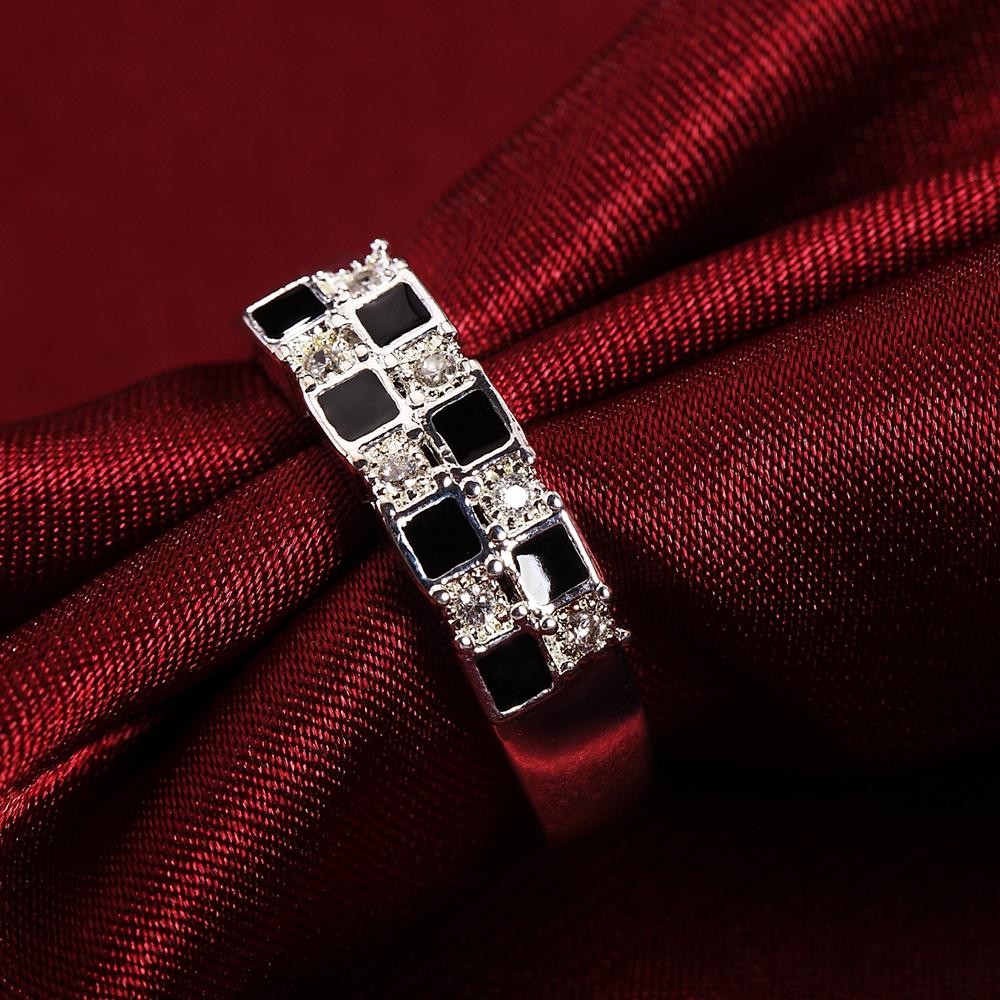 925 Sterling Sølv Anheng Svart AAA Zirkon Ring Bryllup Menn Kvinner Smykker