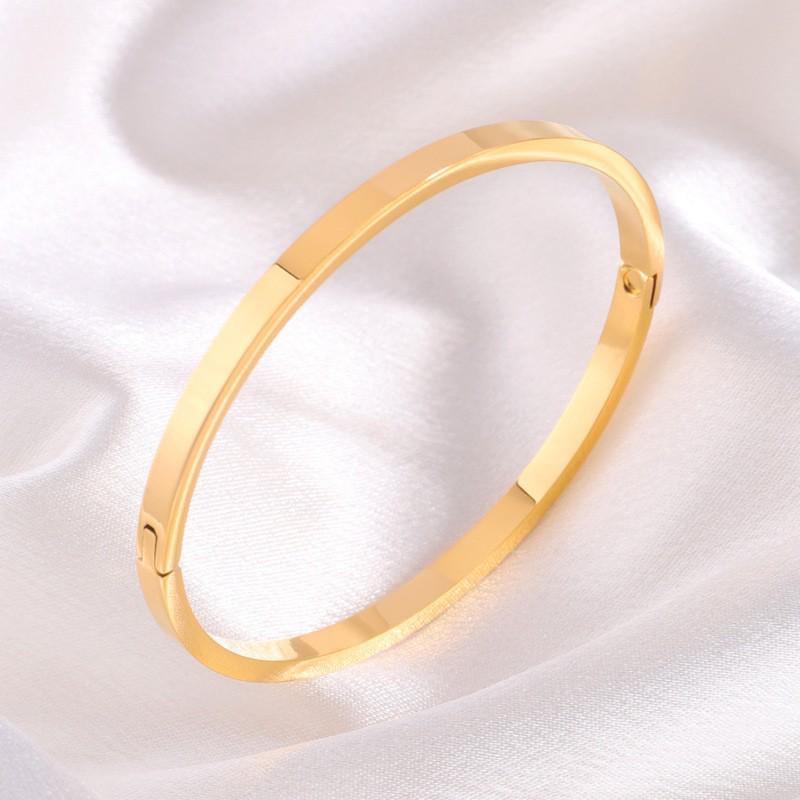 Women's High-End Non-Fading Titanium Steel Bracelet with Polished Buckle Bangle