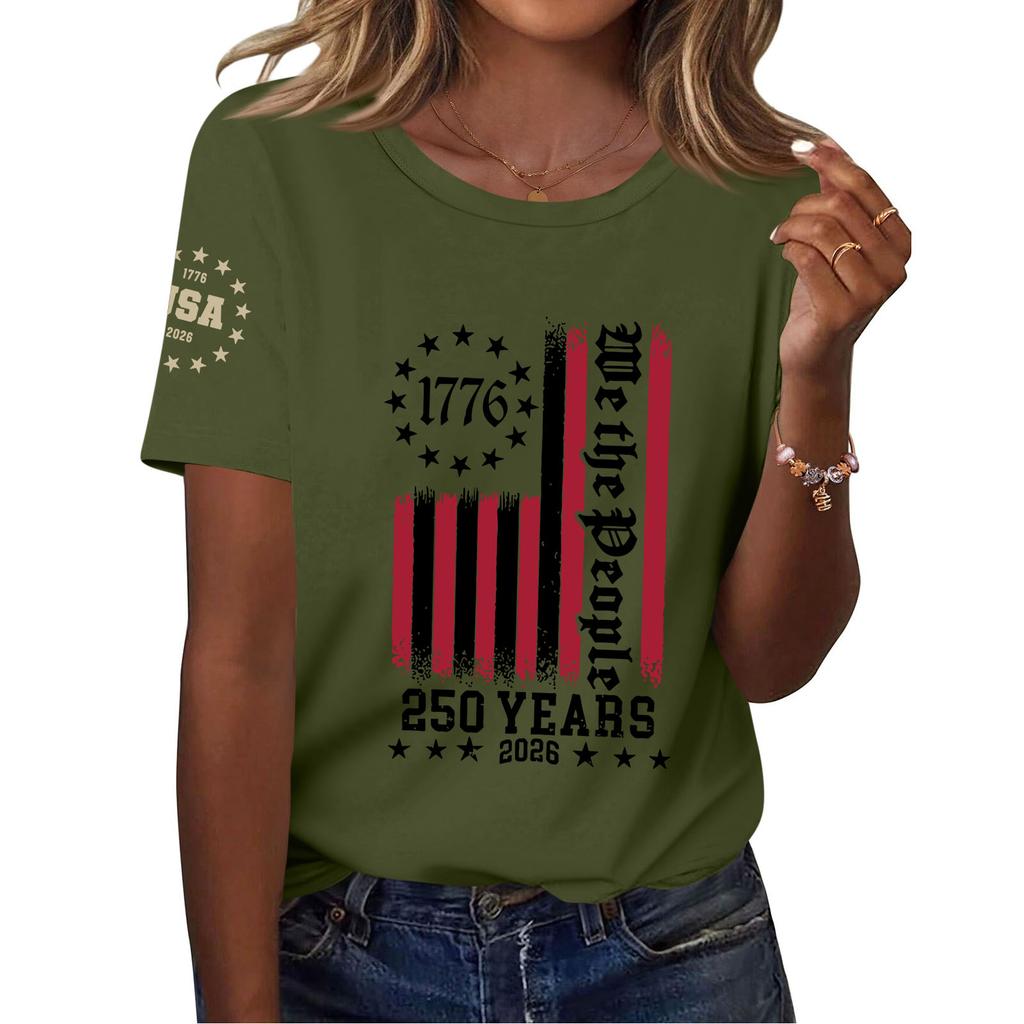 Moda feminina casual estampado manga curta gola redonda pulôver tops
