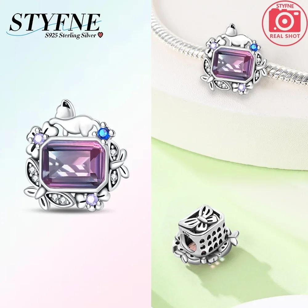 Original Copper Pink Heart Zircon Flowers Cats Sunflowers Beaded Charm Fit Bracelet Women Gift Diy Jewelry Set