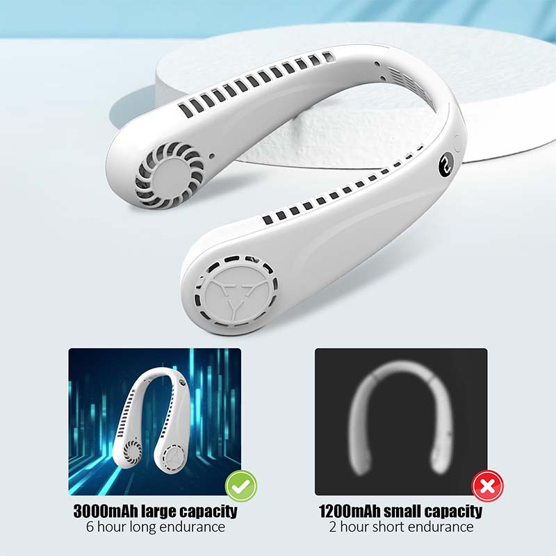 New-style Five-Speed Digital Display Leafless Neck Fan-Portable USB Mini for Students Outdoor Sports & Foreign Trade