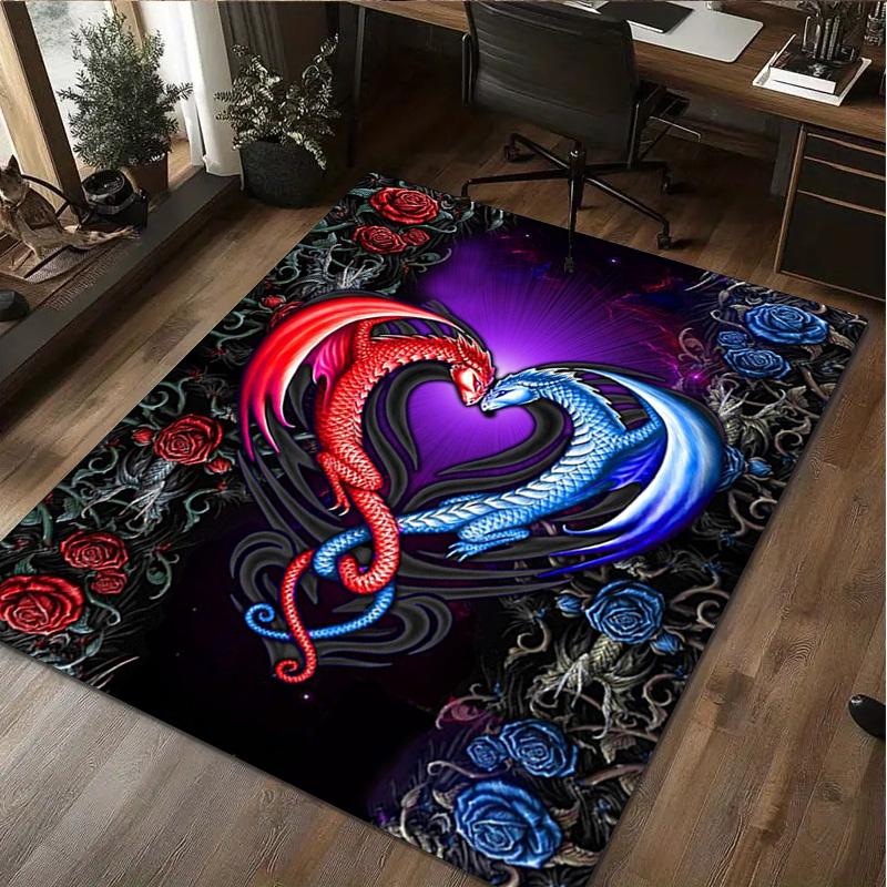 

1Pc Dragon Print Rug - home decoration Carpet For Living Room Bedroom Flooring Computer Chair Area Rug 40x60cm( 15x23in )