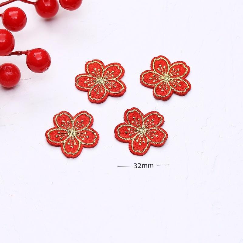 Chinese New Year Lion Baby Cloth Sticker with Gold Embroidery & Butterfly Bow Hair Clip Material