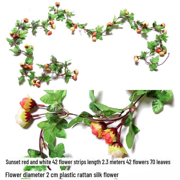 Silk and Plastic Roses Decorative Vines - Artificial Flowers for Weddings, Living Rooms, Home Ceilings, and Rattan Decor.