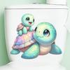 Süße Mutter und Baby Meeresschildkröte Toilettendeckel Aufkleber Wasserdicht Abnehmbar Badezimmer Haus Dekoration