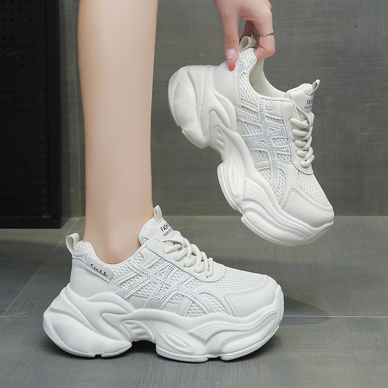 Platform dad shoes women's 2025 new summer casual lightweight mesh little white sports shoes ins trendy casual shoes women