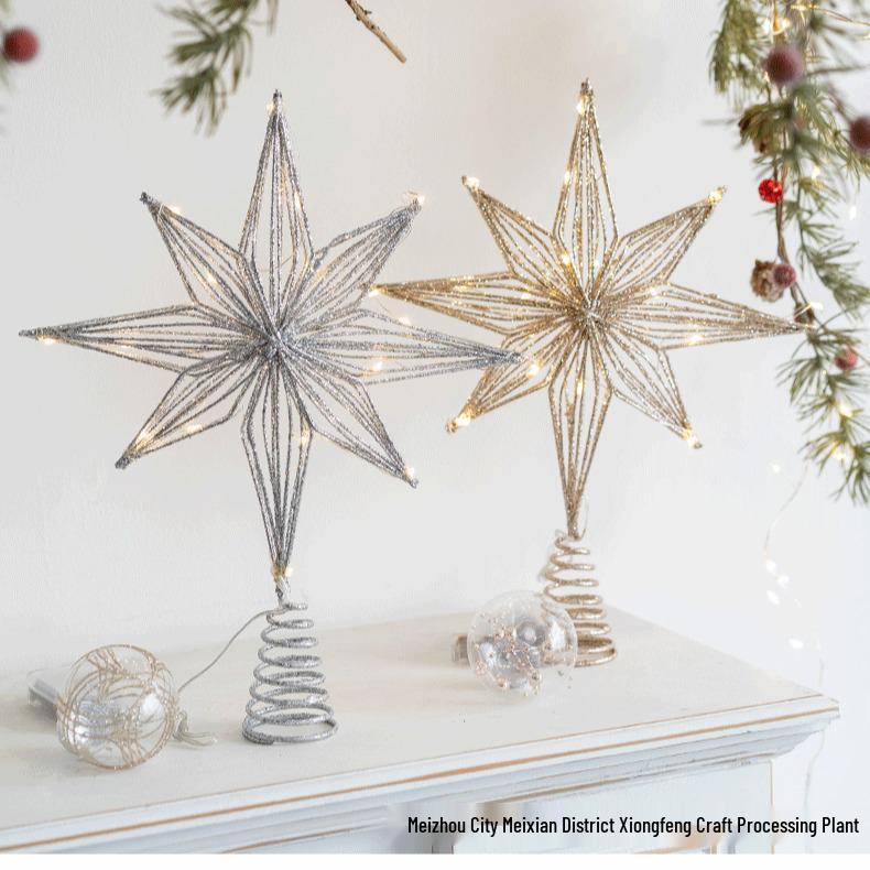 Wrought Iron Five-Pointed Star Christmas Tree Topper and Decoration Pendant
