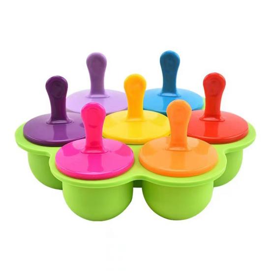 Ice Cream Mold 6-Cavity Flower Shape Silicone Ice Pop Mold with Lids Easy Release Dishwasher Safe Popsicle Mold for Jelly Pudding Soap Making