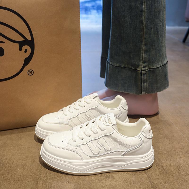 Rindsleder der ersten Schicht~ echtes Leder kleine weiße Schuhe Damenschuhe Herbst und Winter neu vielseitig lässig Sport Einzelschuhe Board-Schuhe