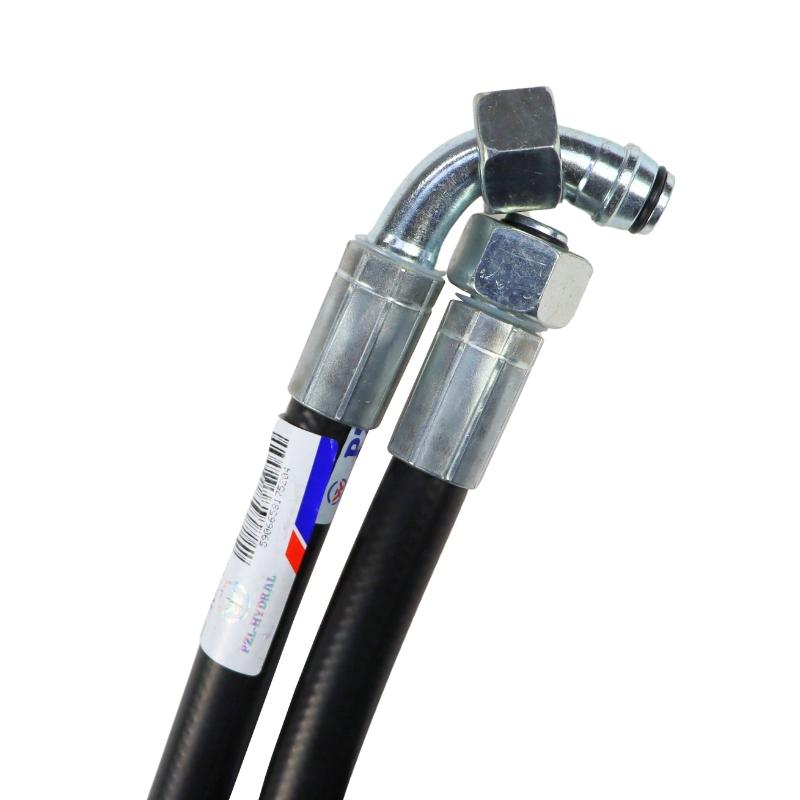 Hydraulic Hose 160 Bar Thread M22x1.5 Straight - Elbow (DKOL - DKOL 90 Degrees) -870mm DN12-1SN (AK-13-1500, P11P12) 16MPa PZL HYDRAL