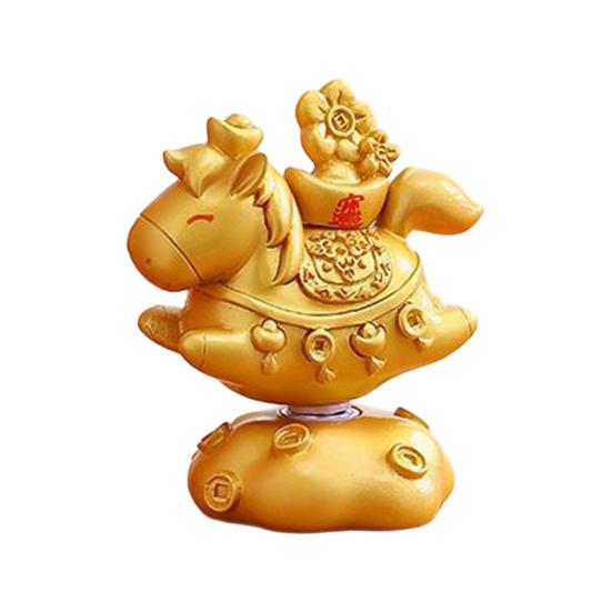 Čínské zvěrokruhové koňské sošky Rok koně Roztomilá otočná figurka koně Pryskyřice Šťastná Feng Shui ozdoba pro domácnost, kancelář, obchod Stolní dekorace