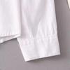 Spring Autumn White Shirts Women Turn Down Collar Embroidered Long Sleeve Casual Little Blue Flower