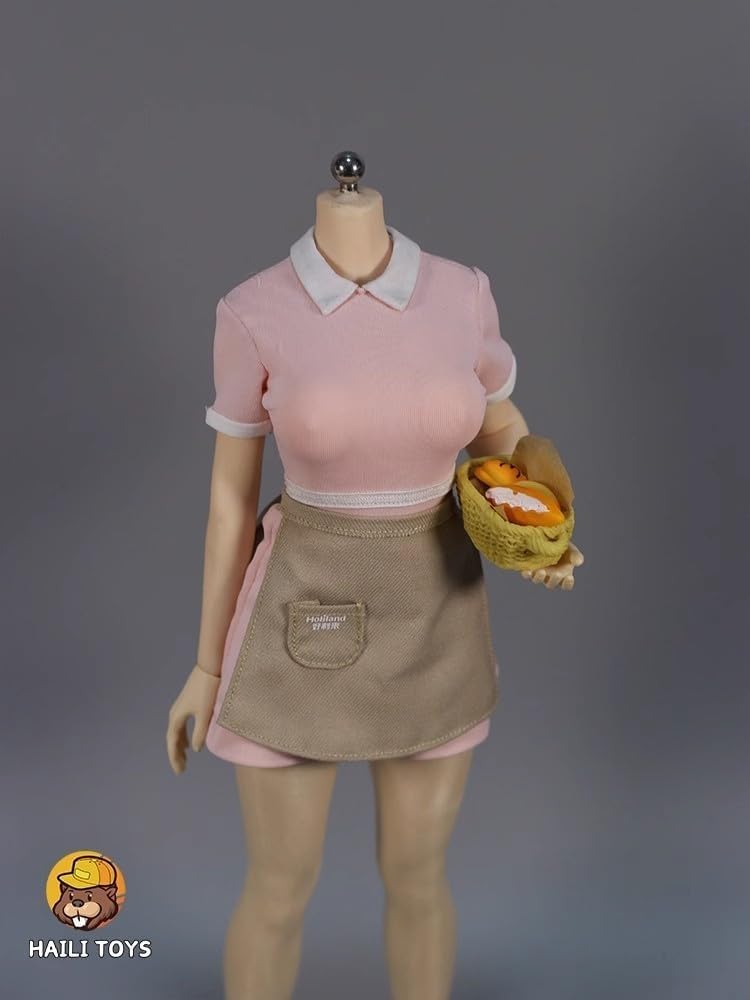 Scale Action Figure Compatible with TBLeague and Other Bodies HAILI TOYS HU9046A1 Family Restaurant Clerk Beautiful Female Pink Uniform Set Body and