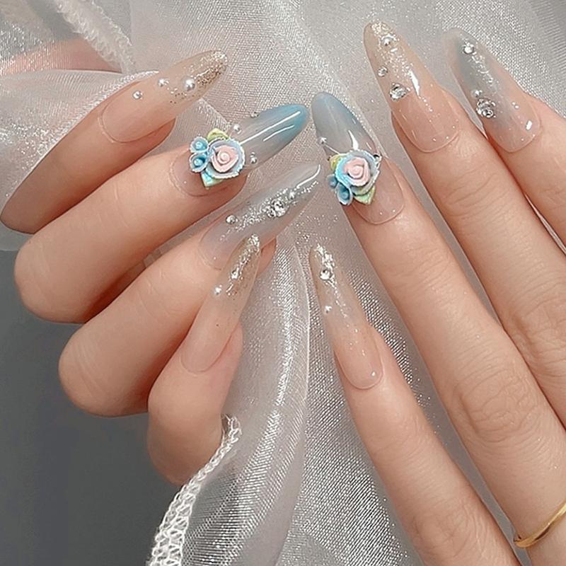 10 Pcs 3D Carved Rose Resin Colorful Rose Nail Charms Flower Accessories Material Nail Art Decorations Diy Manicure Salon Supply