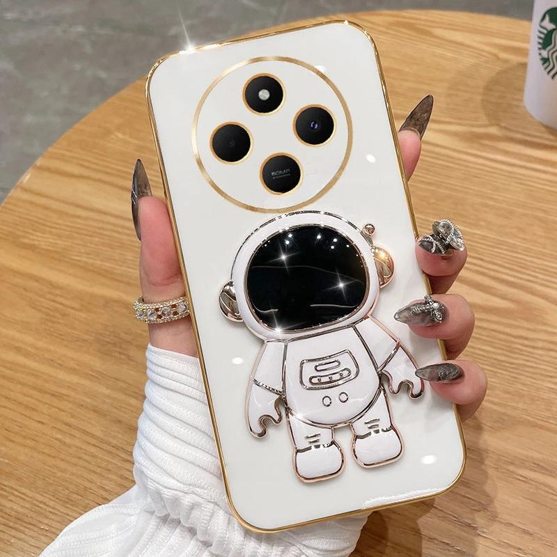Luxury Astronaut Holder Plating Case For Xiaomi Redmi 14C 13C 13 4G 5G 12 12C 10C A1 A2 Plus A3 Silicone Stand Cover POCO C75