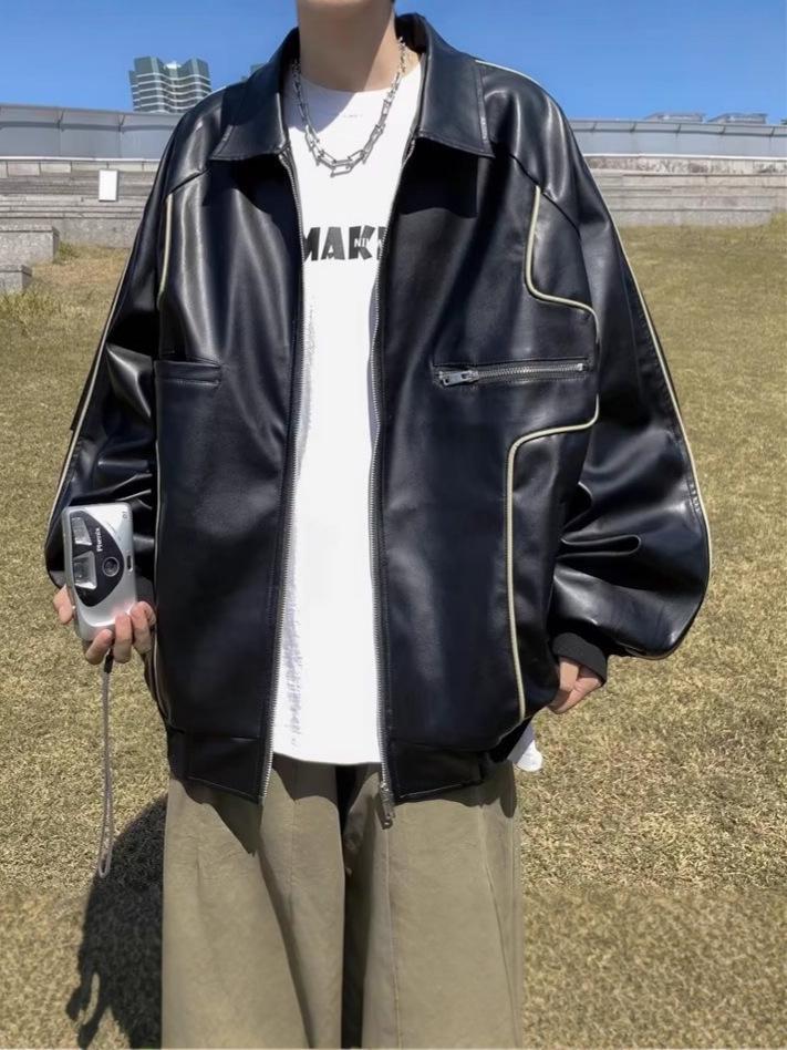 Men's Retro PU Leather Jacket - Trendy Korean Style, Street Fashion, Hip Hop Cardigan, Autumn/Winter Outerwear