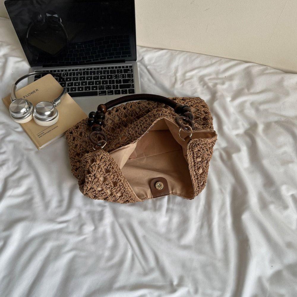 Beach Handbag Bohemian Beach Bag Hollow Out Hollow Shoulder Bag Cute Straw Woven Bag  Streetwear