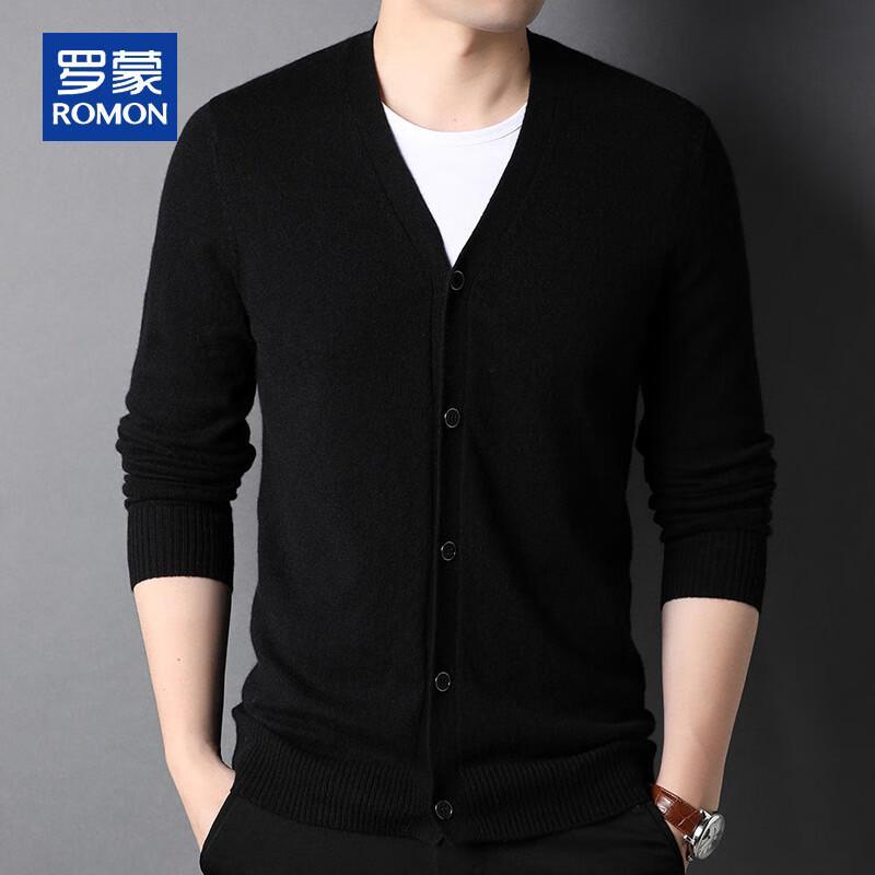 ROMON Men's 100% Cashmere V-Neck Cardigan Sweater