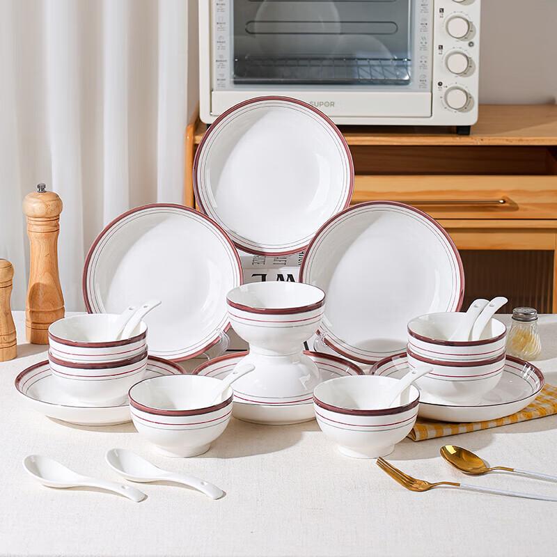 Tang Hui Retro Chinese 22-Piece Ceramic Dinnerware Set