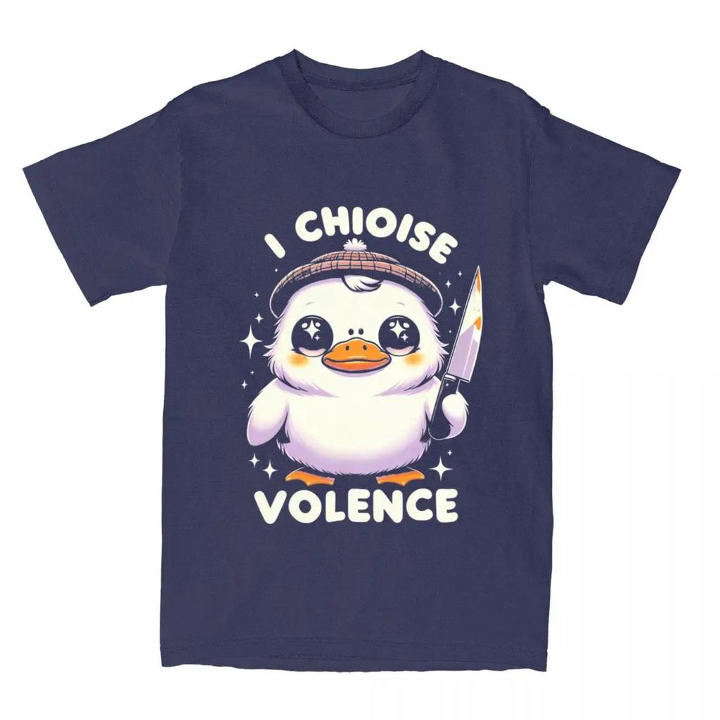 Ich wähle Gewalt Ente Humorvolles Meme Merch Shirt für Männer Frauen Lustig Messer Enten Liebhaber Geschenk Vintage Alle Jahreszeiten Stoff