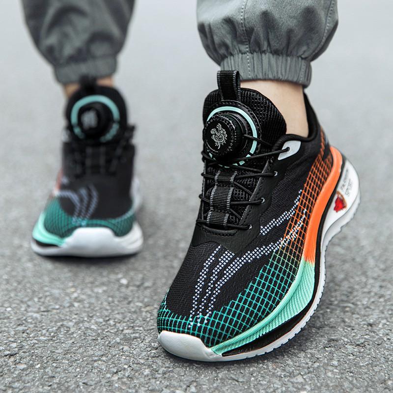 Kids Running Shoes Boys Lightweight Breathable Mesh With Carbon Plate Support Non-Slip Wear-Resistant Outdoor Indoor Sport
