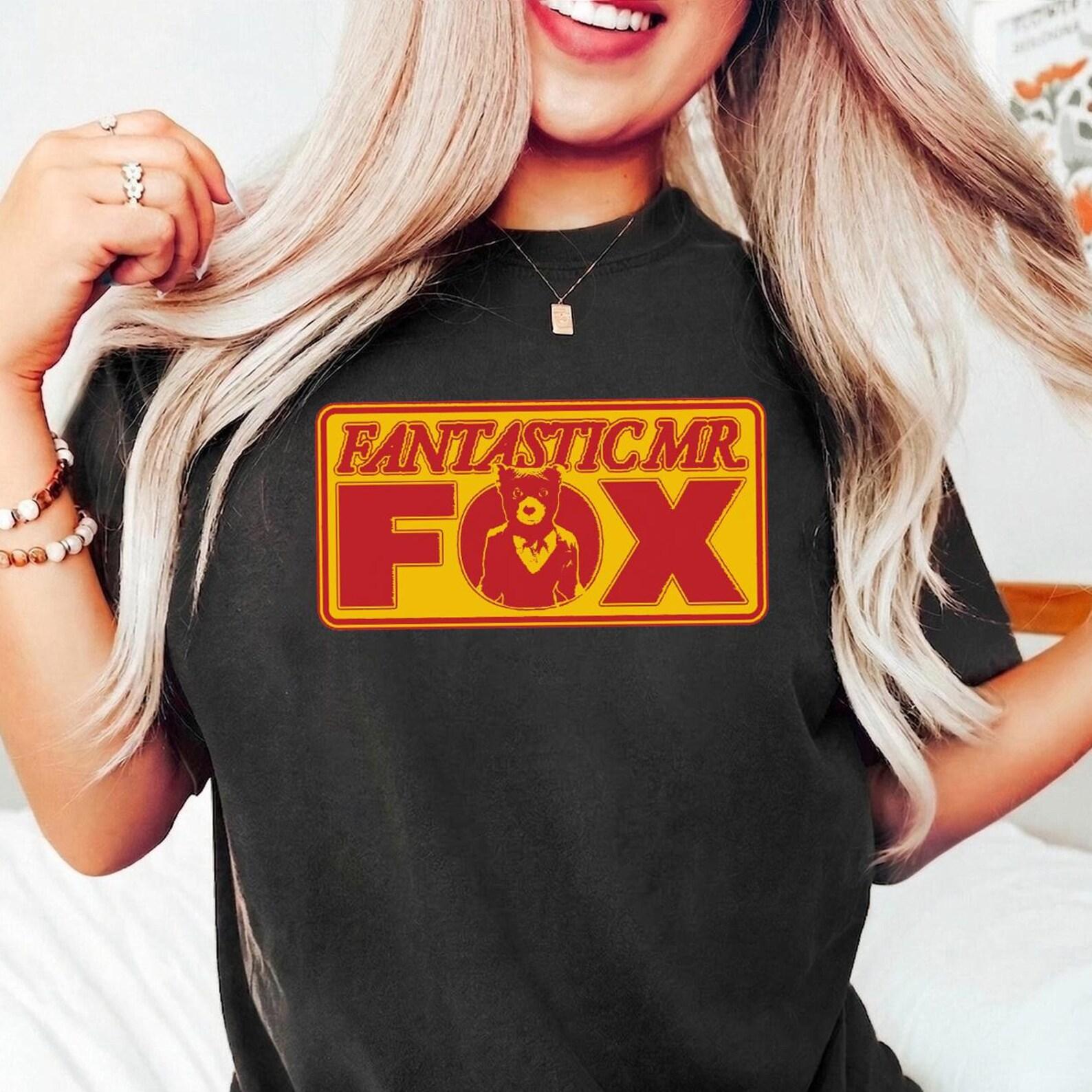 Fantastic Mr Fox Retro Graphic Tee, Red Yellow Animal Woodland Shirt S
