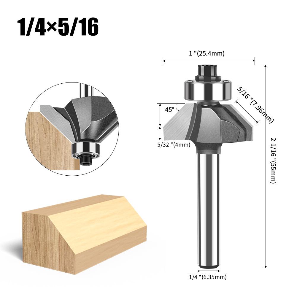 45 Degree Bevel Cutter Woodworking Milling Cutter Trimming Machine Engraving Cutter Head 45 Degree Chamfer Cutter 45 ° Bevel Cutter