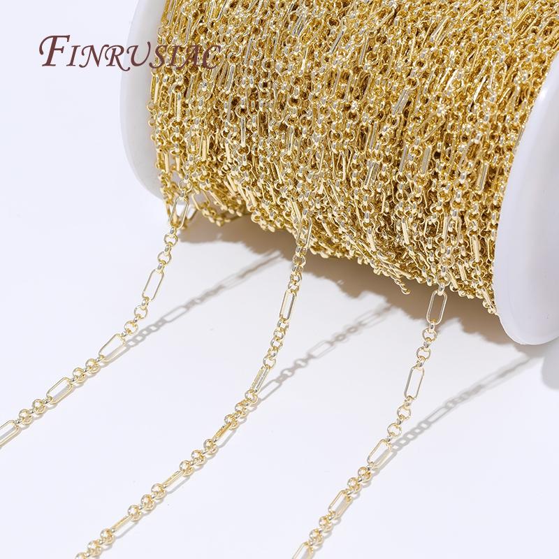 18K Gold Plated Rectangle Chains For Necklaces Bracelets DIY Jewelry Making Supplies,Decorative Needlework Chain Fittings