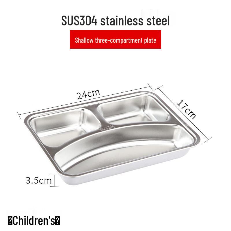 Stainless Steel 5-Compartment Rectangular Canteen Tray