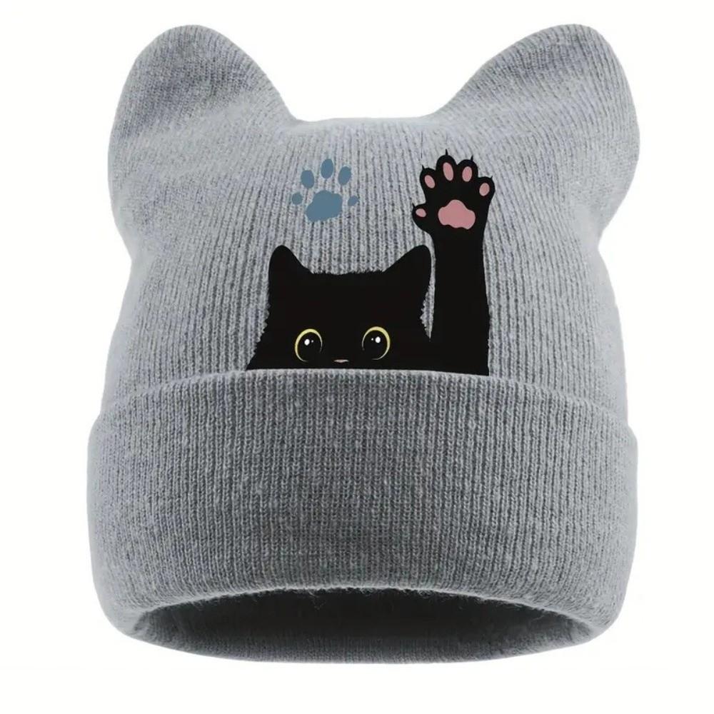 Stretchable Winter Knit Hat Knit Pullover Hat New Cat Ear Beanie Hat  Spring Autumn Winter