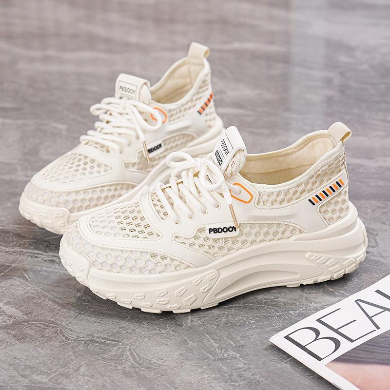 Summer women's shoes new breathable hollow mesh shoes children's versatile platform sports shoes casual running dad shoes