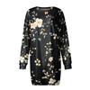 Women's Round Neck Vintage Floral Print Long Sleeve Wrap Dress Sweatshirt Dresses