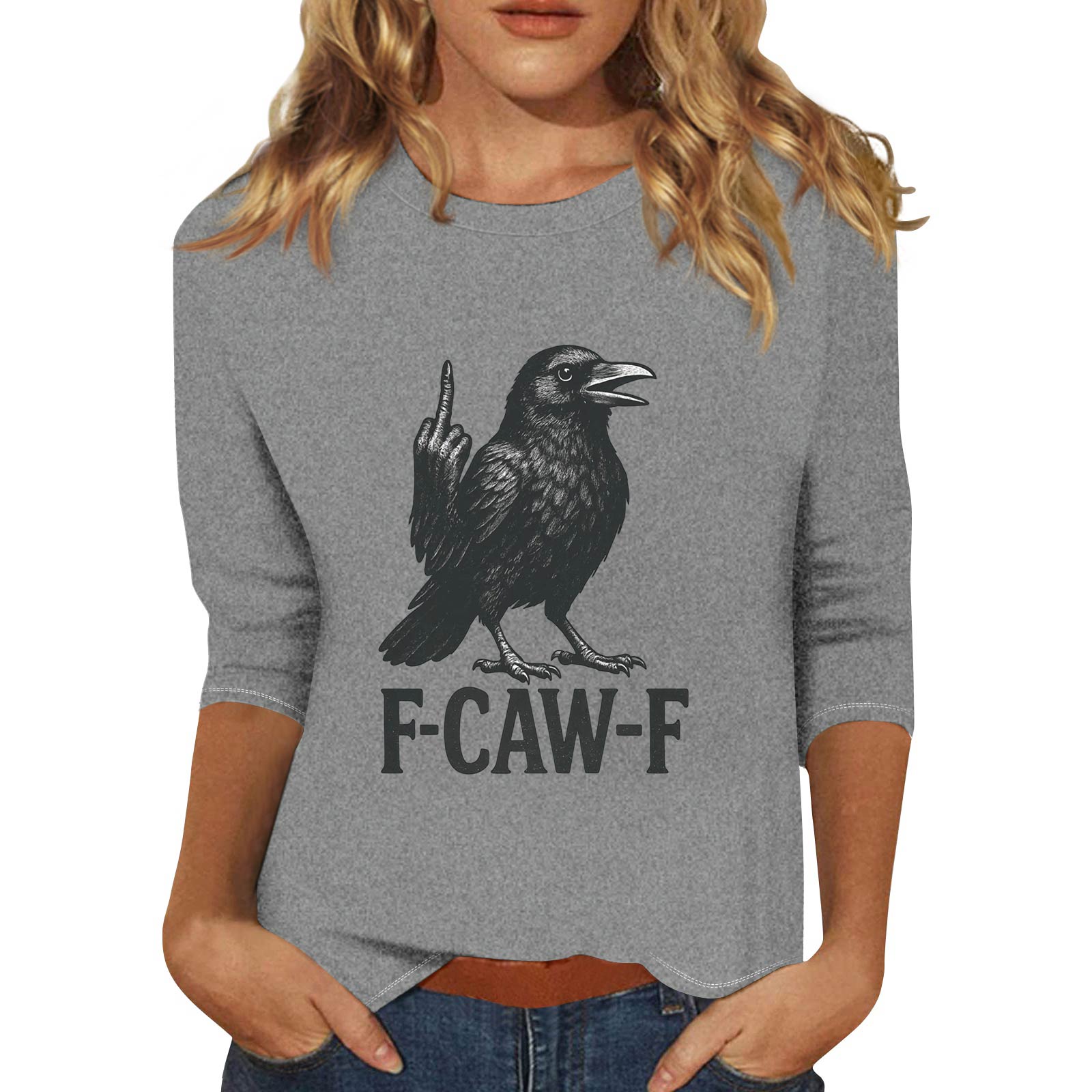 

Женская модная повседневная футболка с рукавом три четверти и принтом на шее S