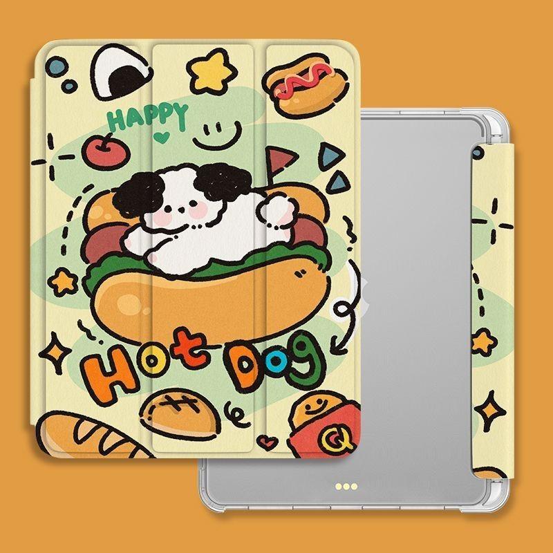 

Чехол для iPad Air6 с милым рисунком щенка бургера, чехол для iPad Smart Style Tri-Fold для iPad Pro2024 11 13 Air6 Air5 Air4 10.9 Air3 10.5 с держателем для карандашей iPad Air6（13）