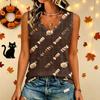 Women's V-Neck Casual Top with Halloween Print for Holiday Parties