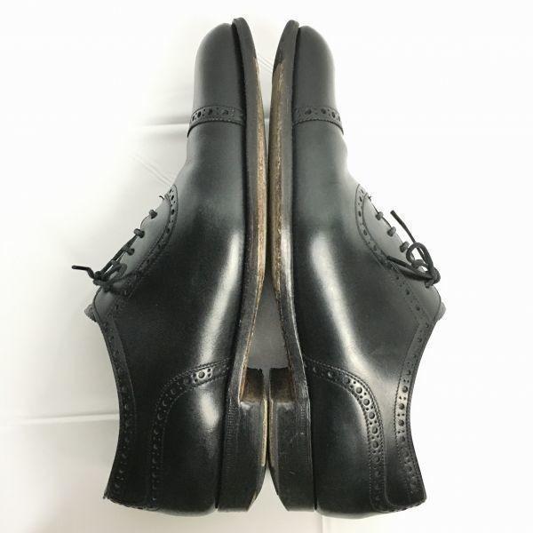 USED/Otsuka Seika/ Semi Brogue Cap Toe Business Shoes Black size 8.5 26.5-27.0 Men's Made in Japan