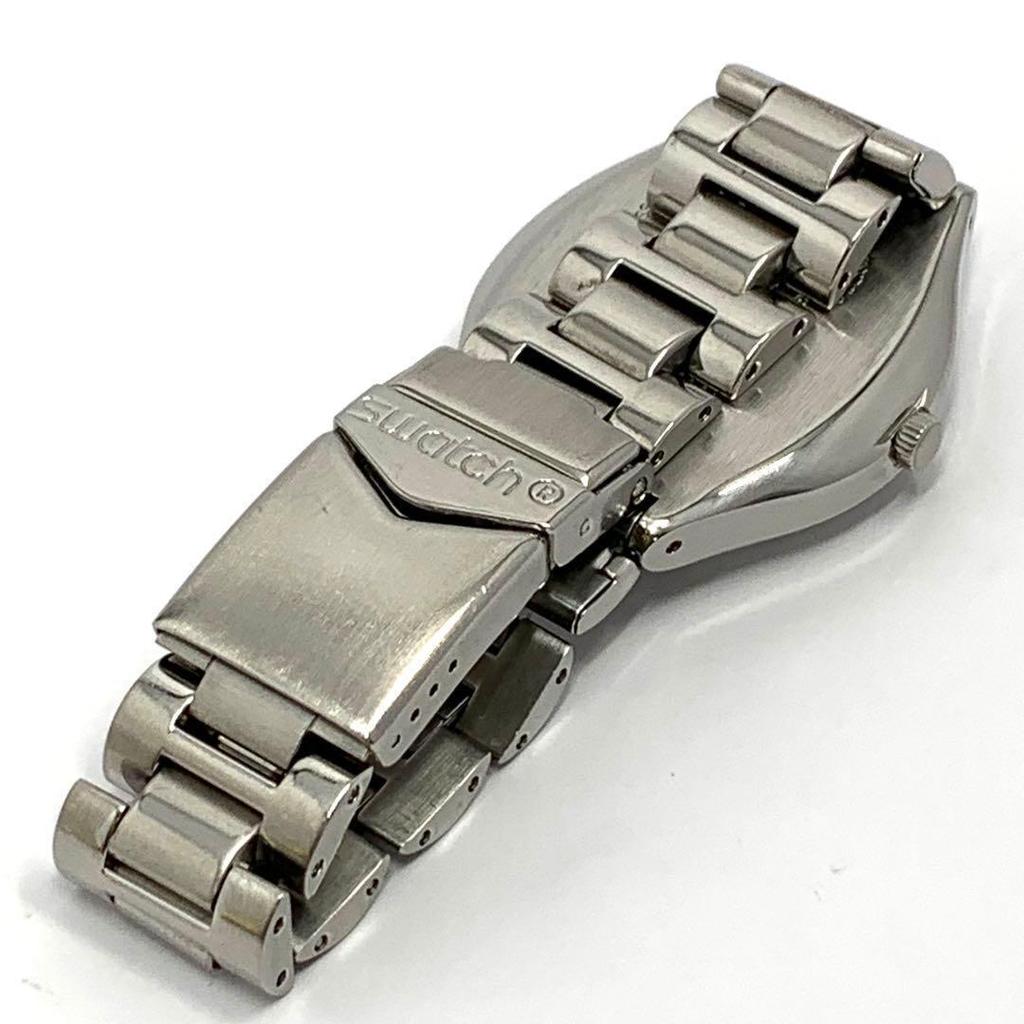 Used 824 Working Item Battery Replaced Swatch IRONY SWISS Men's Watch Quartz 3 Hand Silver Calendar Luminous Popular Rare