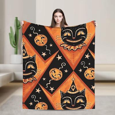 Halloween Theme Pattern  Flannel Blanket Spring  Super Soft Throw Blanket Home Decor Comfortable Bedspread Sofa Bed Cover