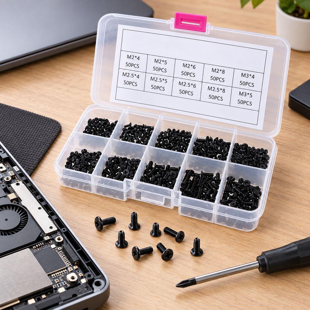 500Pcs M2 M2.5 M3 Cross Self-Tapping Screws Metal Laptop Screws New Round Head Screws  Laptop Repair