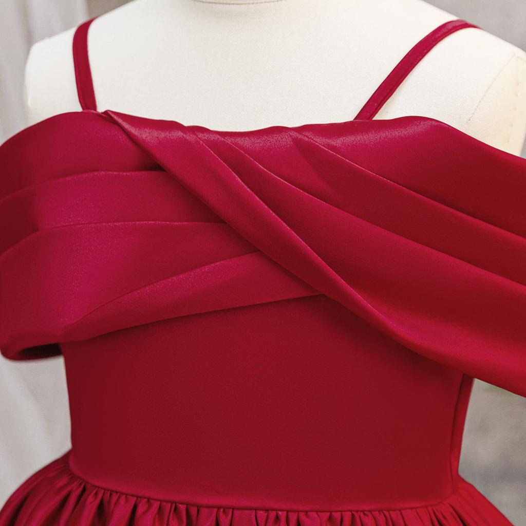 Children's Elegant One-Shoulder Long Evening Dress for Formal Parties