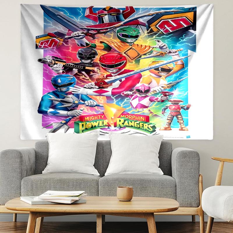 Mighty Morphin Power Rangers Print Tapestry, Lightweight Wall Hanging, for Bedroom, Dorm, Living Room, Home Art Decor - Birthday Christmas Gift for Fr